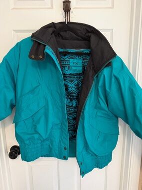 London Fog Teal Puff Jacket with Black Lining